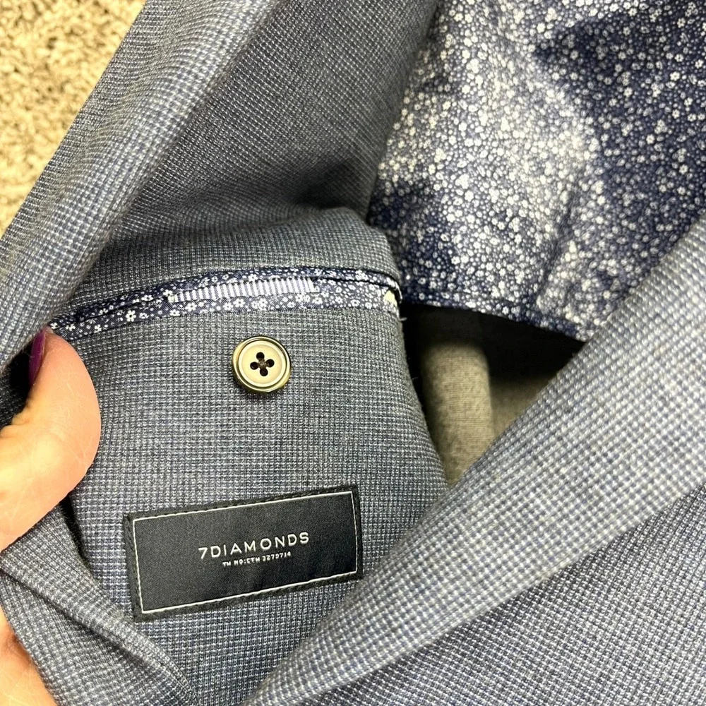 7 Diamonds Blazer Men's Medium Newport Blue 2-Button Stretch Suit Jacket